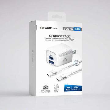 Argom VOLTA P40 Charge Pack – Two-Port Fast Charger (ARG-AC-0155WT)